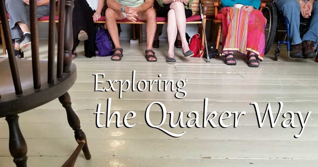 Exploring the Quaker Way graphic of legs of Friends in meeting