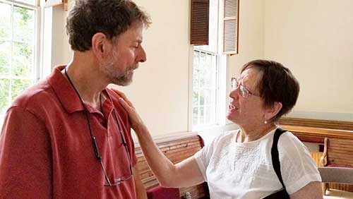 Two people in the meeting room